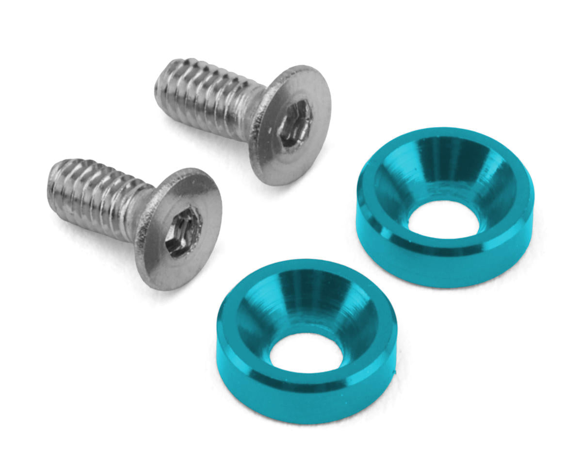 HackFab 2.5x6mm Motor Screws w/Aluminum Countersunk Washers Set (Light Blue)
