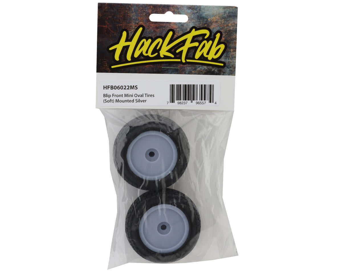 HackFab Losi Mini-B Blip Pre-Mounted Mini Front Oval Tires (Silver) (2) (Soft)
