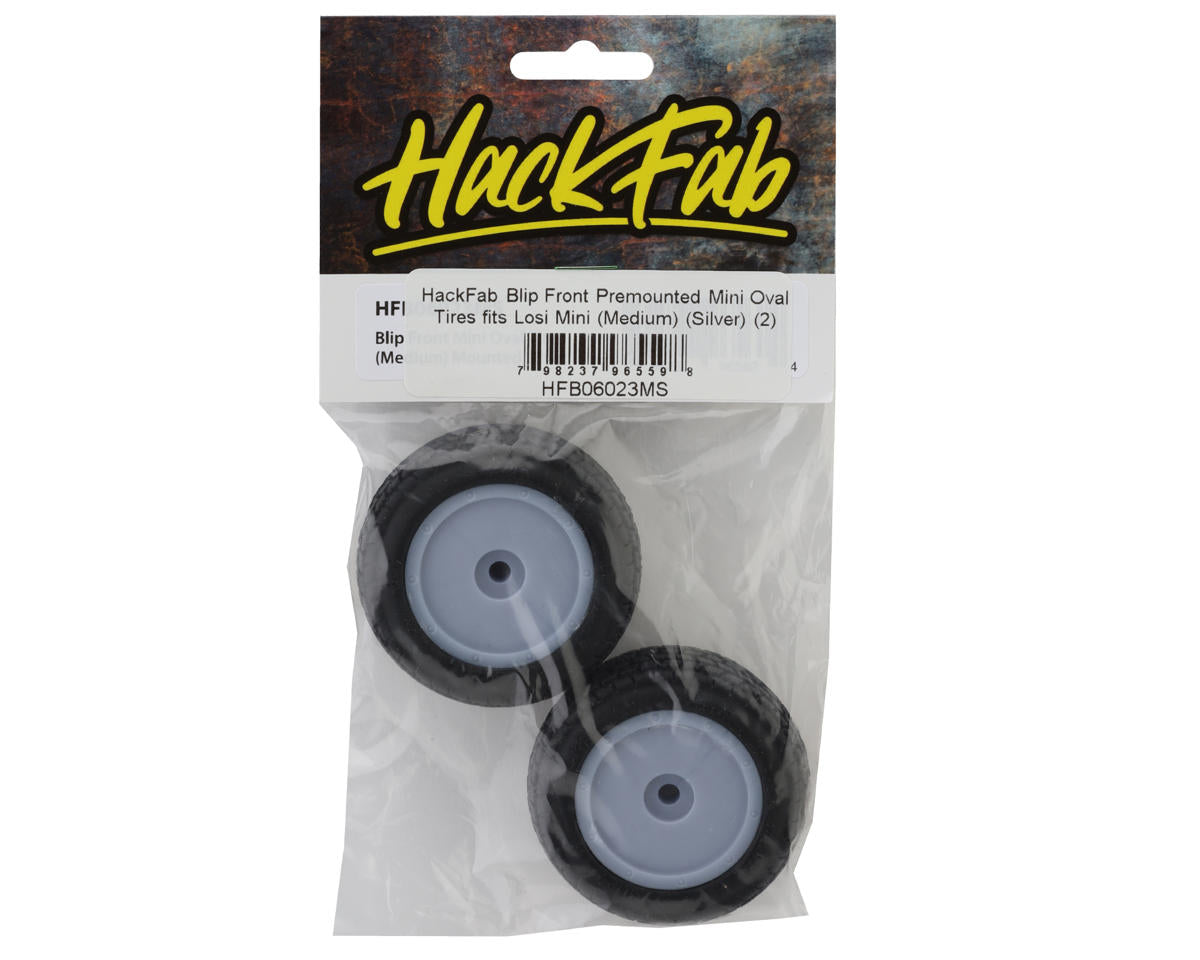 HackFab Losi Mini-B Blip Pre-Mounted Mini Front Oval Tires (Silver) (2) (Medium)