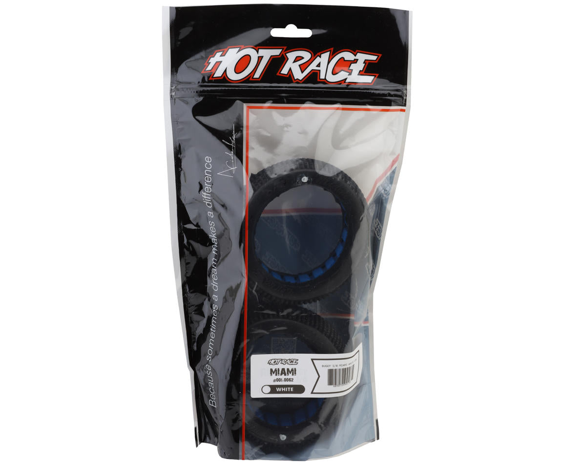 HotRace Miami 1/8 Buggy Tires w/Inserts (2) (White)
