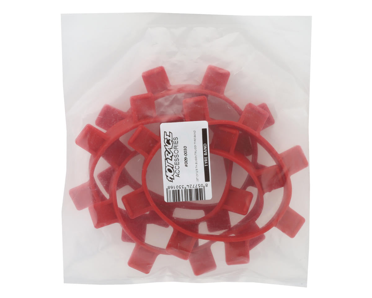 HotRace 1/8 Buggy Tire Band Set (Red) (4)