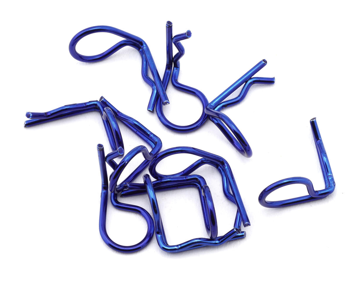 Hot Racing 90° Bent 1/10 Body Clips (10) (Blue)