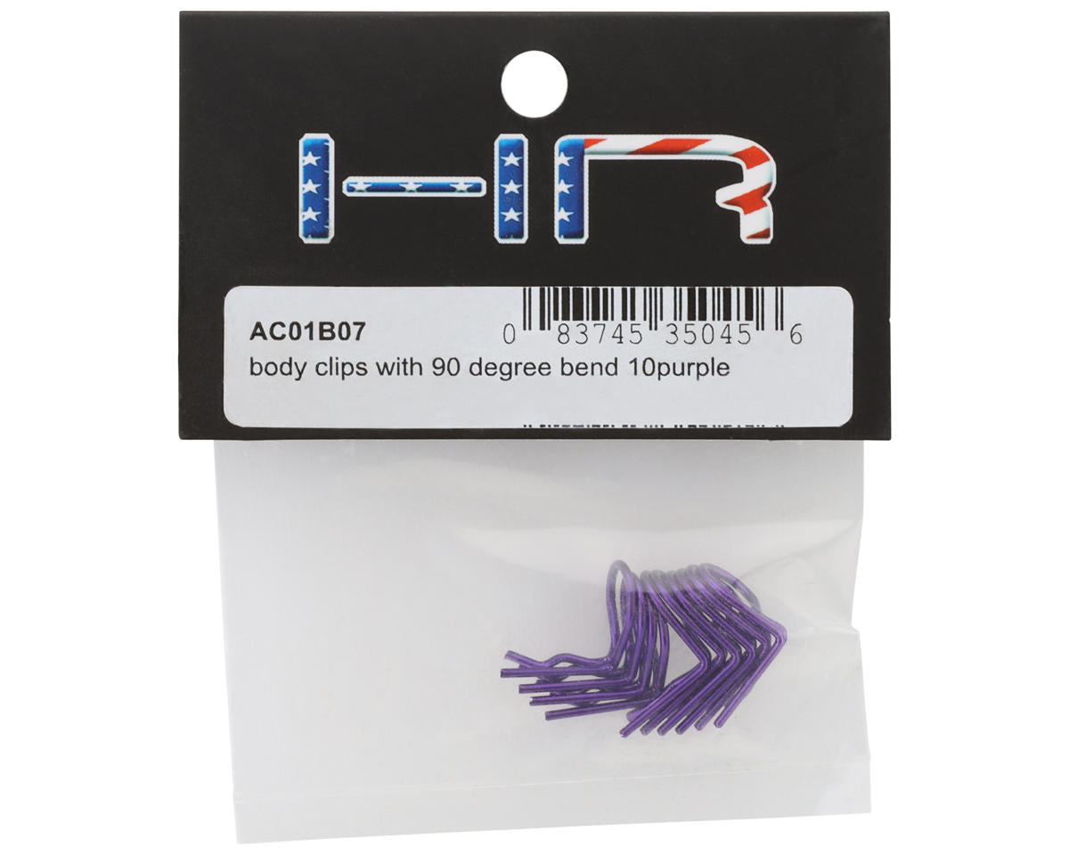 Hot Racing 90° Bent Body Clips (10) (Purple)