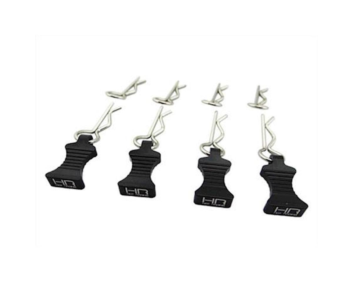 Hot Racing 1/10 Aluminum EZ Pulls w/Body Clips (Black) (4)