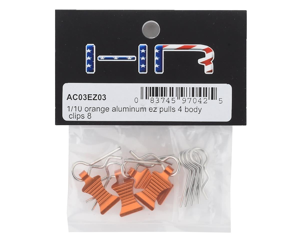 Hot Racing 1/10 Aluminum EZ Pulls w/Body Clips (Orange) (4)