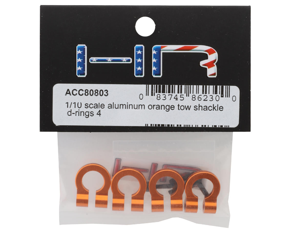 Hot Racing 1/10 Aluminum Tow Shackle D-Rings (Orange) (4)