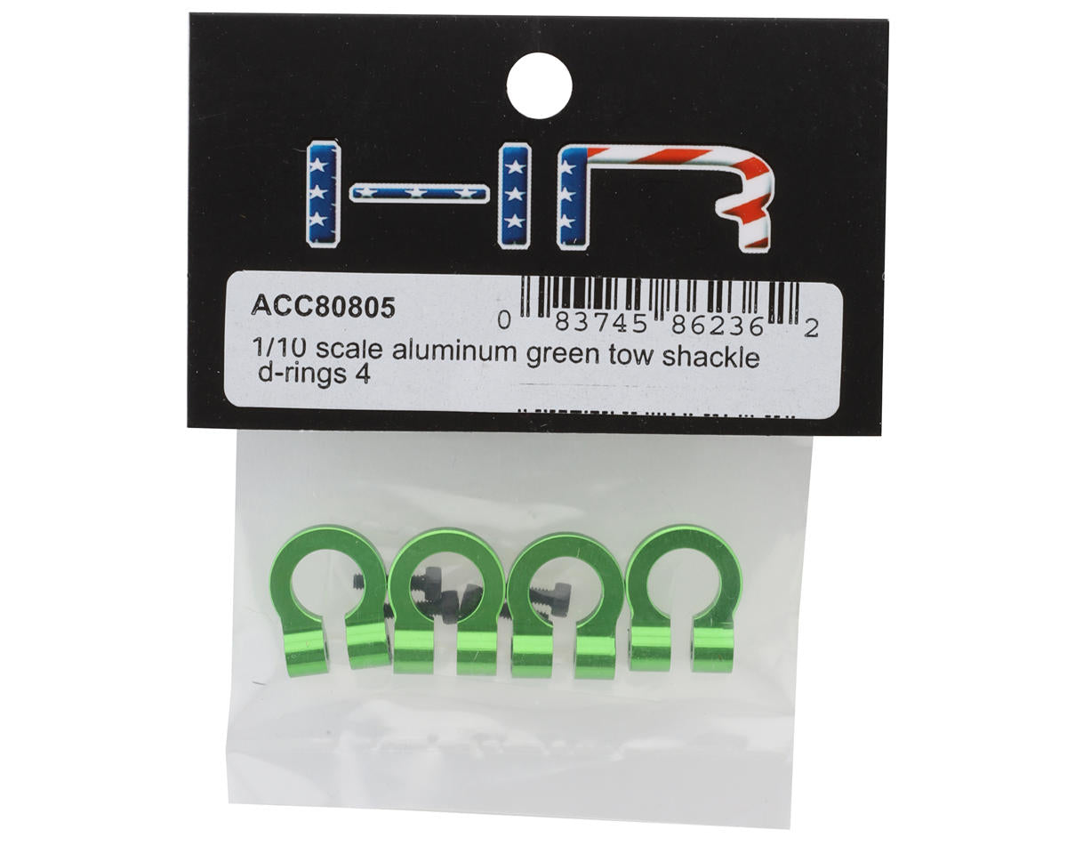 Hot Racing 1/10 Aluminum Tow Shackle D-Rings (Green) (4)