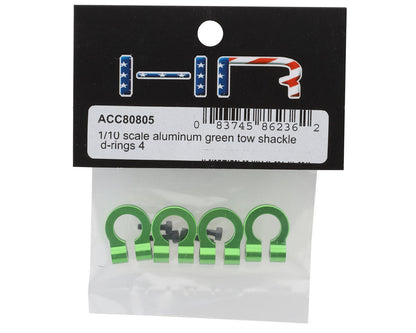 Hot Racing 1/10 Aluminum Tow Shackle D-Rings (Green) (4)