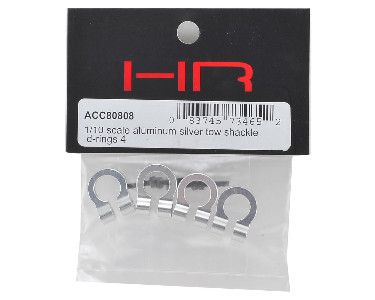 Hot Racing 1/10 Aluminum Tow Shackle D-Rings (Silver) (4)