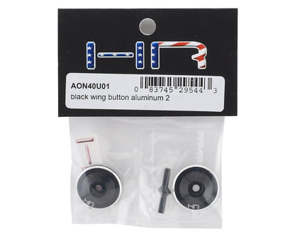 Hot Racing Aluminum Large Wing Buttons (Black) (2)