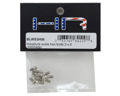 Hot Racing 3x6mm Miniature Scale Hex Bolts (10)