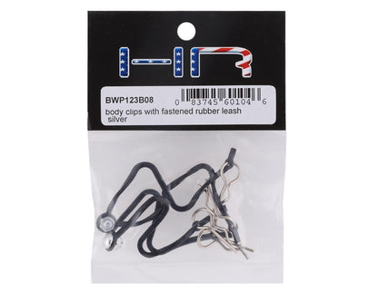 Hot Racing Body Clips w/Fastened Rubber Leash (Silver)