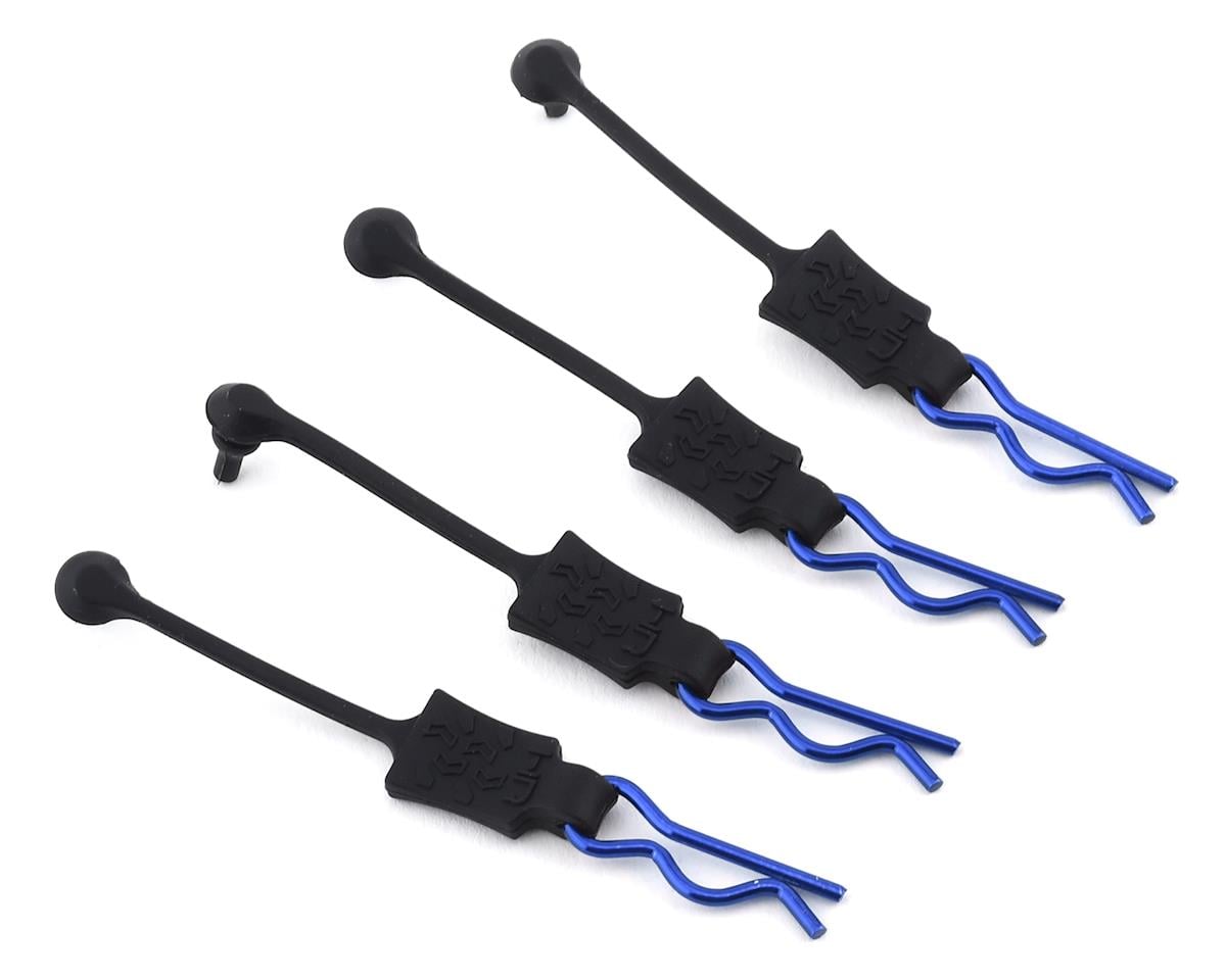 Hot Racing 1/8 Body Clip Retainers (Blue) (4)