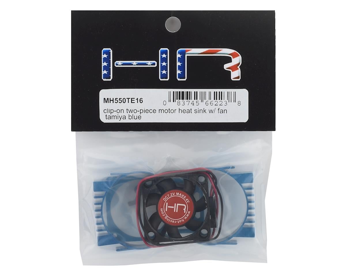 Hot Racing Clip-On Two-Piece Motor Heat Sink w/Fan (Tamiya Blue)