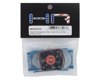 Hot Racing Clip-On Two-Piece Motor Heat Sink w/Fan (Tamiya Blue)