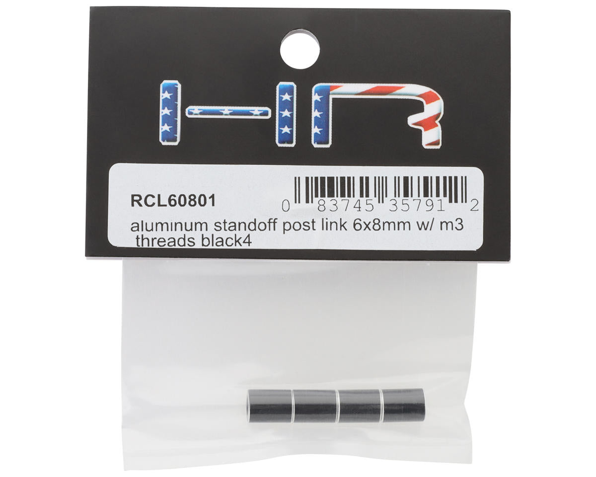Hot Racing Aluminum Standoff Post Link (Black) (4) (3x6x8mm)