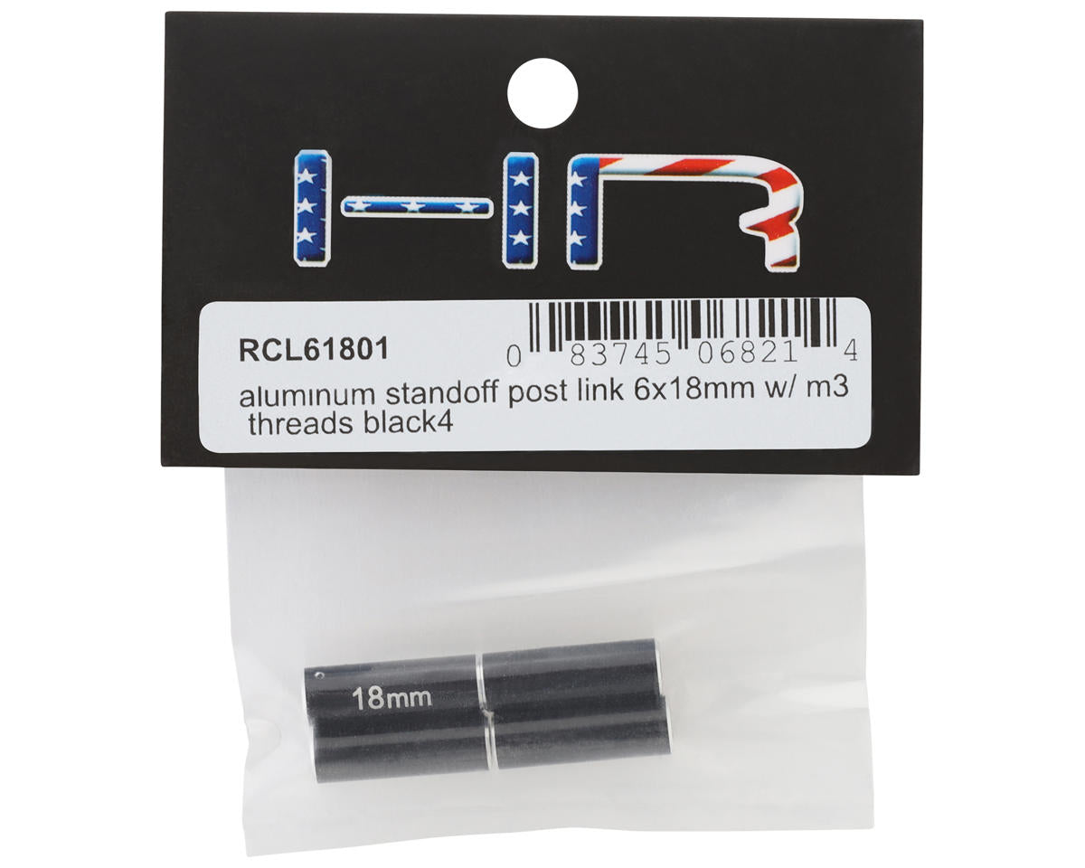 Hot Racing Aluminum Standoff Post Link (Black) (4) (3x6x18mm)