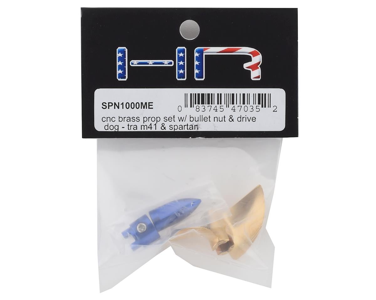 Hot Racing Pro Brass Prop w/Nut & Drive Dog for Traxxas Spartan/M41 (Brass/Blue)