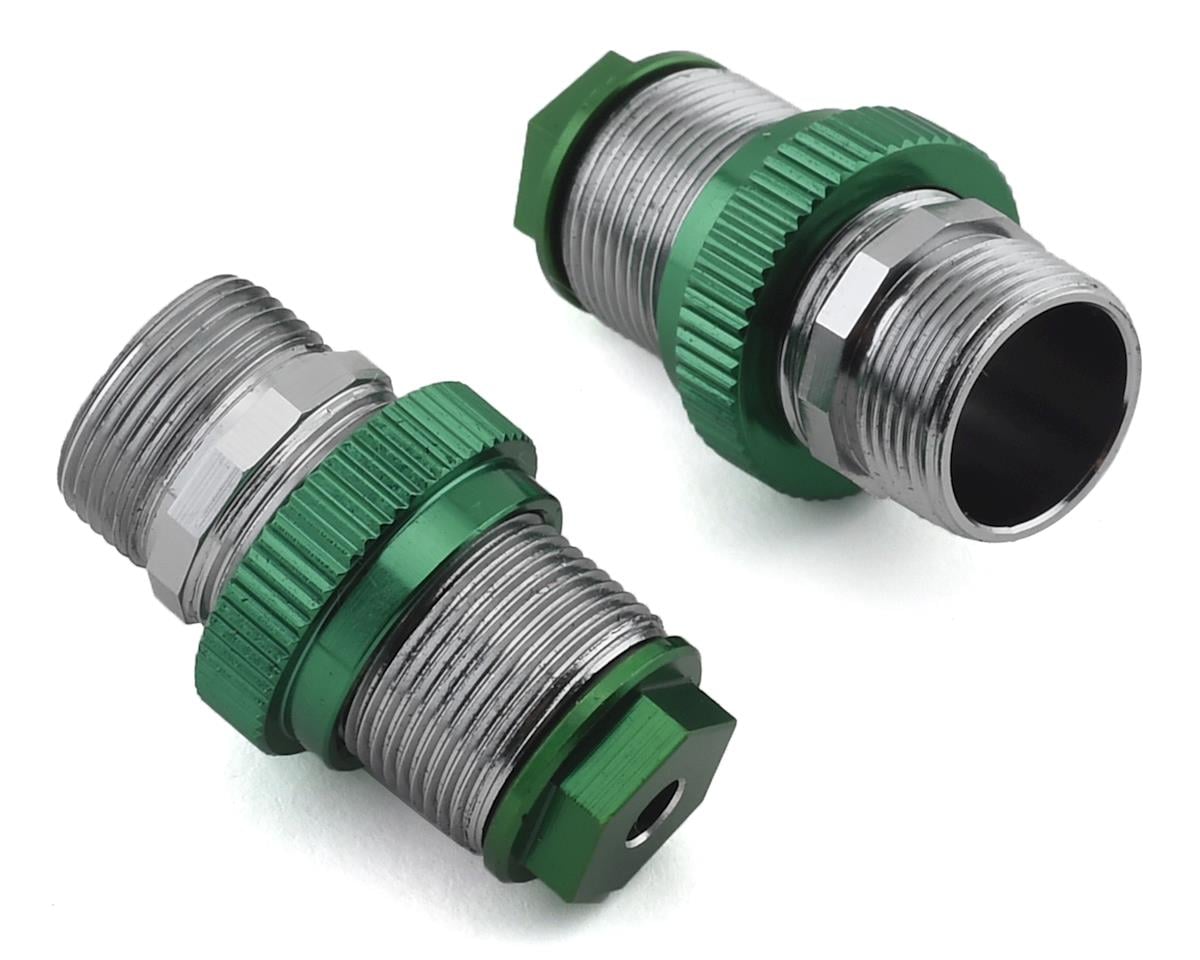 Hot Racing Twin Hammer Aluminum Front Threaded Shock Bodies (Green) (2)
