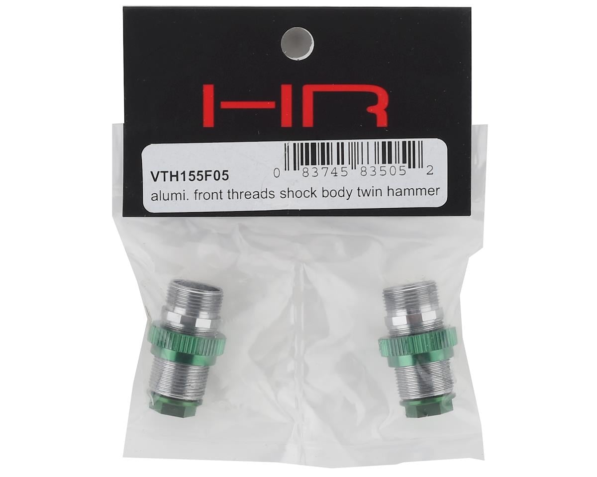 Hot Racing Twin Hammer Aluminum Front Threaded Shock Bodies (Green) (2)