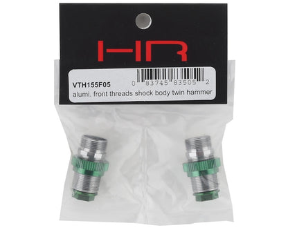 Hot Racing Twin Hammer Aluminum Front Threaded Shock Bodies (Green) (2)