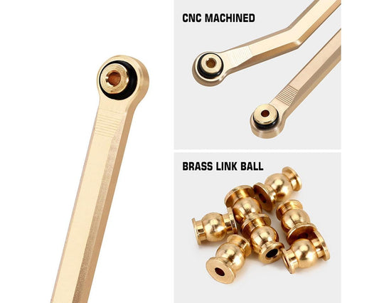 Injora Axial SCX24 Brass High Clearance Suspension Links Set (43g) (Gold)