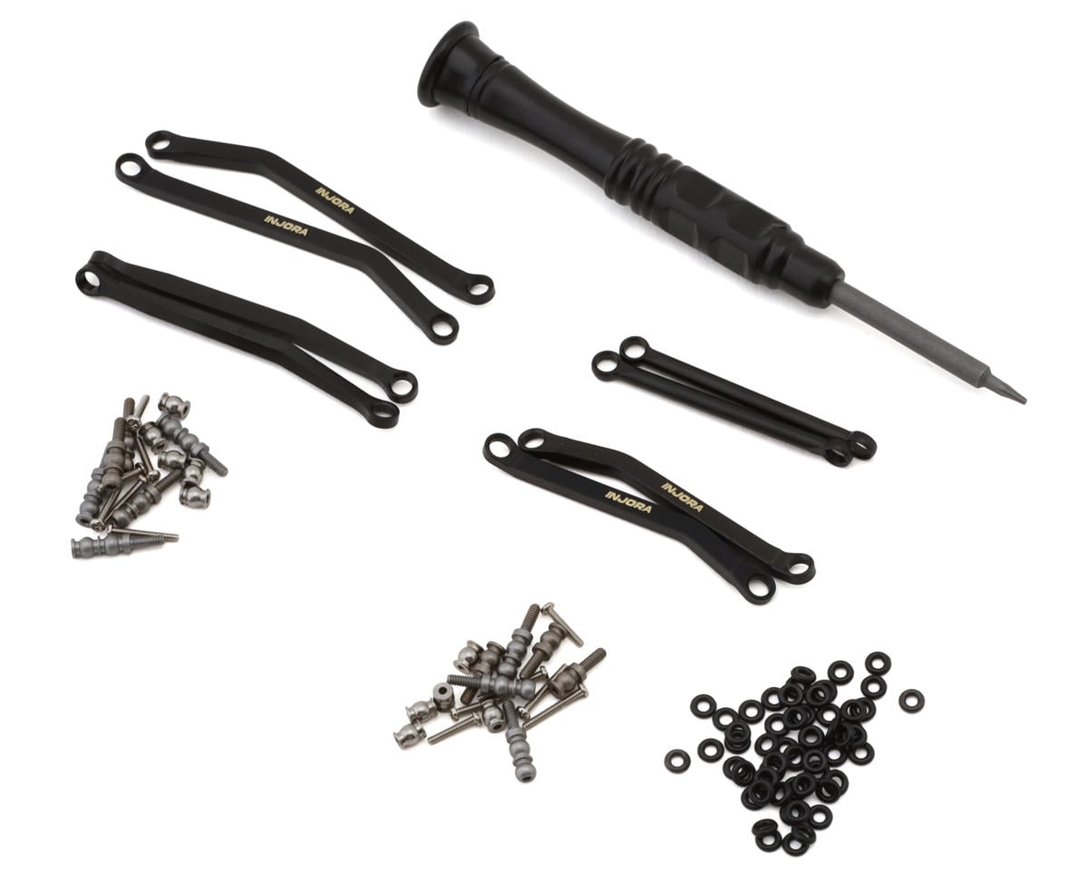 Injora Axial SCX30 Brass High Clearance Suspension Links Set (Black) (14g)