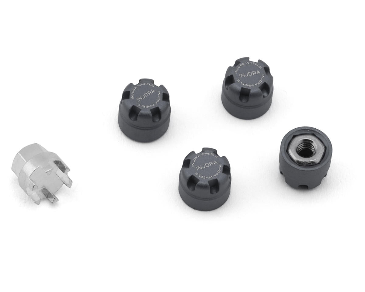 Injora 2.5mm Aluminum Wheel Cap Lock Nuts (Grey) (4)