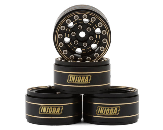 Injora 1.0" D-Slot Brass Micro Rock Crawler Beadlock Wheels (47g ea) (Black) (4)