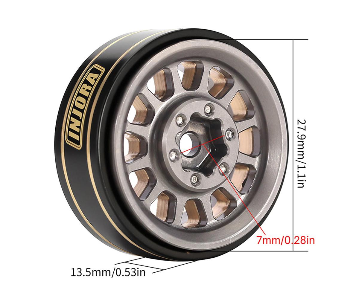 Injora 1.0" Brass Multi-Spoke Micro Rock Crawler Beadlock Wheels (42g ea)