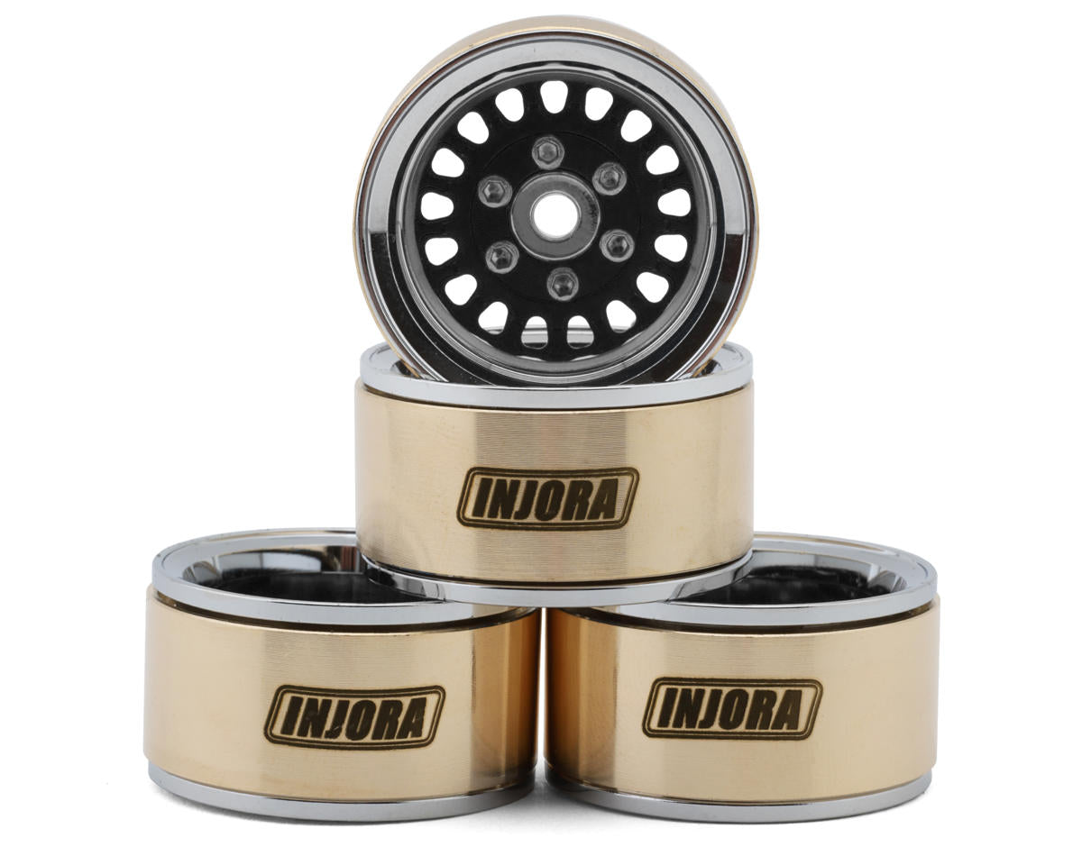 Injora 1.0" ModuWheel Brass & Aluminum Micro Crawler Beadlock Wheels (Black)