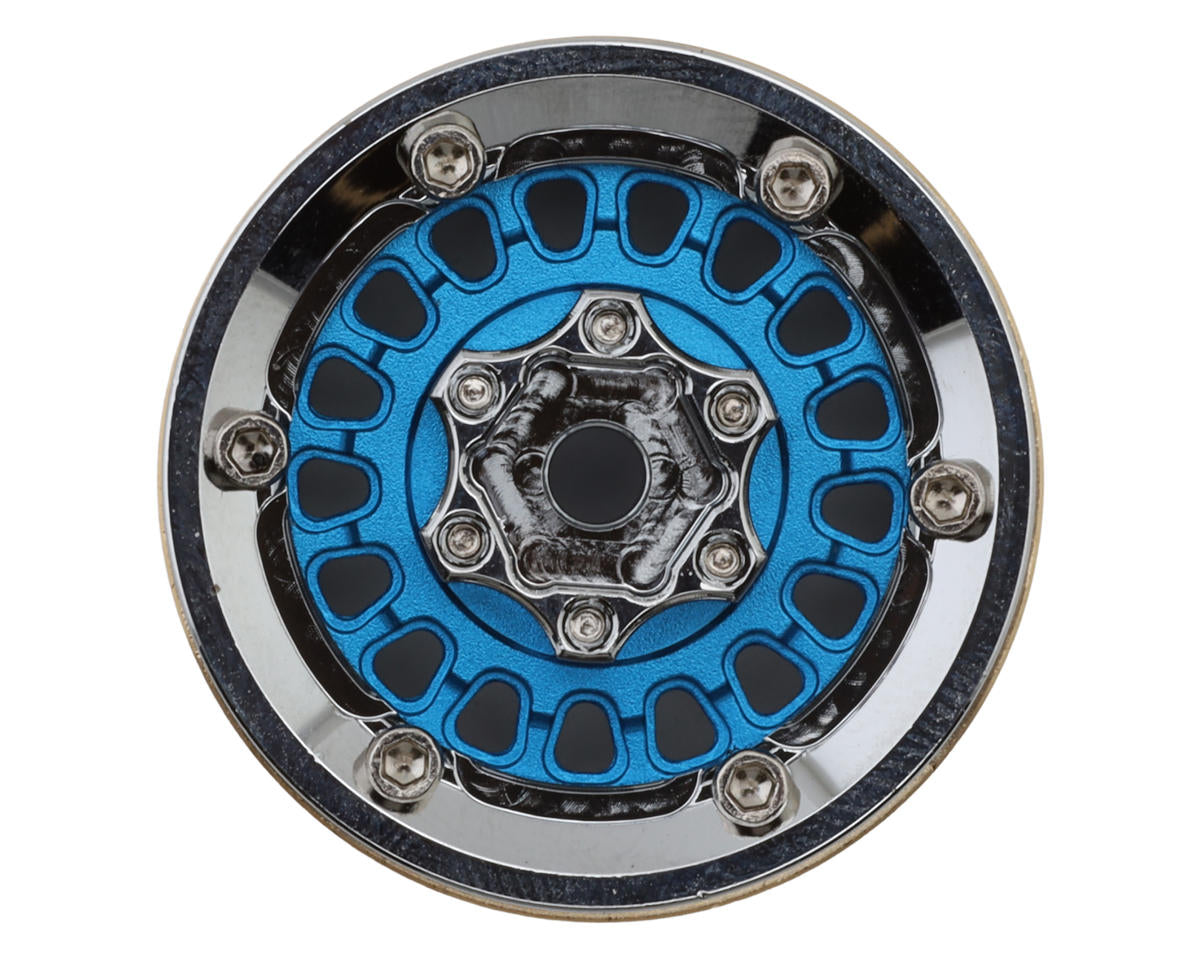 Injora 1.0" ModuWheel Brass & Aluminum Micro Crawler Beadlock Wheels (Blue)