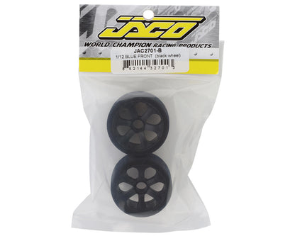 Jaco Prism 1/12 Mounted Foam Front Tires (Black) (2) (Blue)