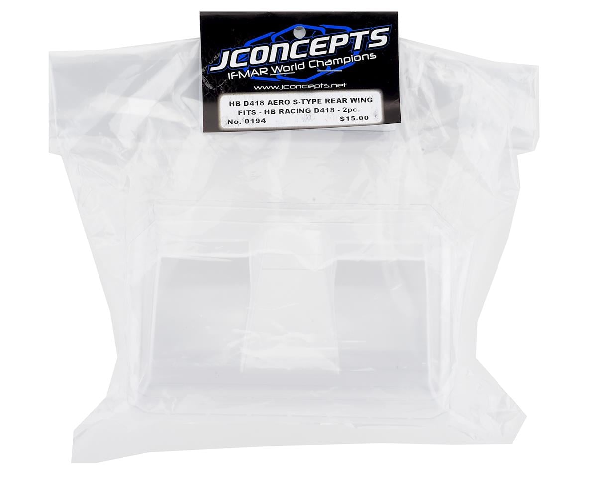 JConcepts HB D418 "Aero" S-Type Rear 1/10 Buggy Wing (2) (Clear)