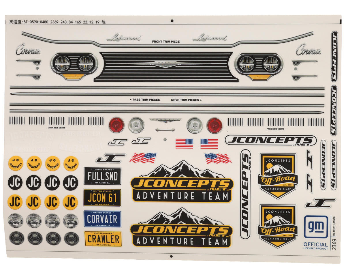 JConcepts 1961 Corvair Lakewood Rock Crawler "Pre-Trimmed" Body (Clear) (12.3")