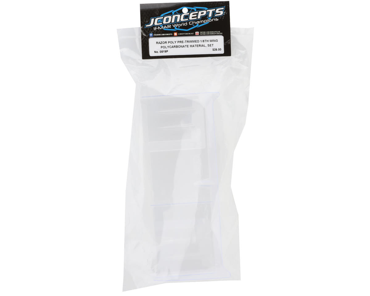 JConcepts Razor Pre-Trimmed 1/8  Off-Road Polycarbonate Wing Set (Clear)