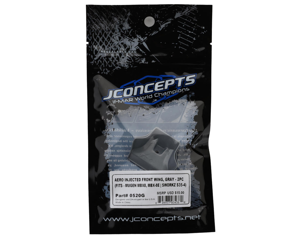JConcepts Mugen MBX8/MBX-8e 1/8 Evo Molded Front Wings (Grey) (2)