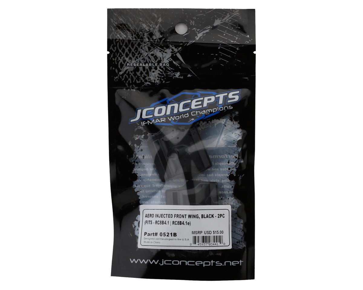 JConcepts Associated RC8B4.1/RC8B4.1e 1/8 Molded Front Wings (Black) (2)