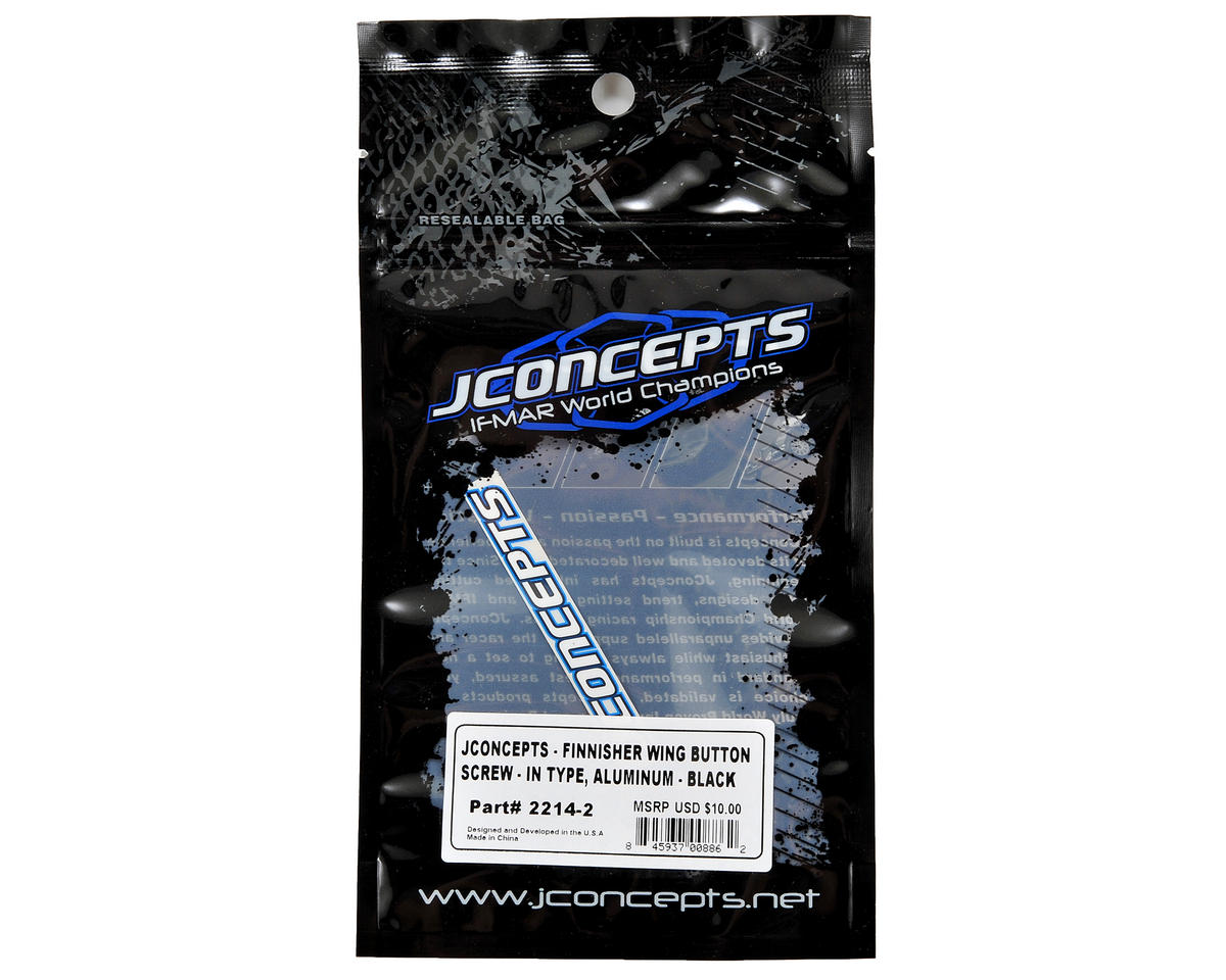 JConcepts Aluminum "Finnisher" Wing Button (Black) (2)