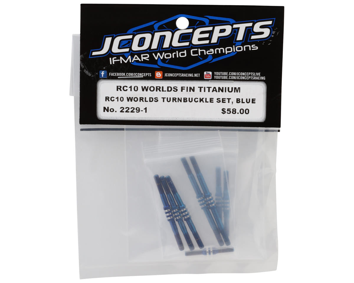 JConcepts RC10 Worlds Fin Titanium Turnbuckle Set (Blue) (8)