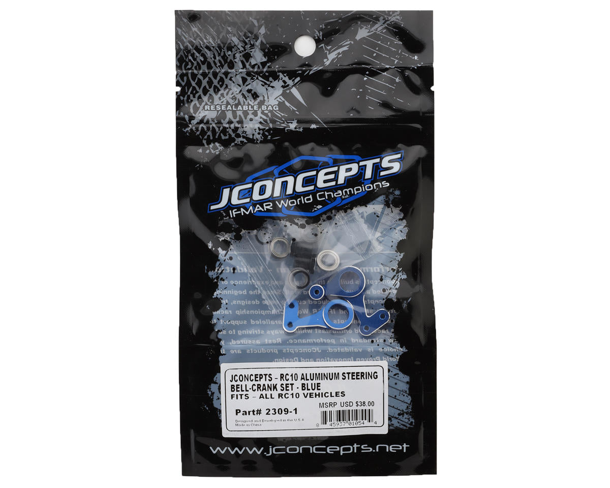 JConcepts RC10 Classic Aluminum Steering Bell Crank Set (Blue)
