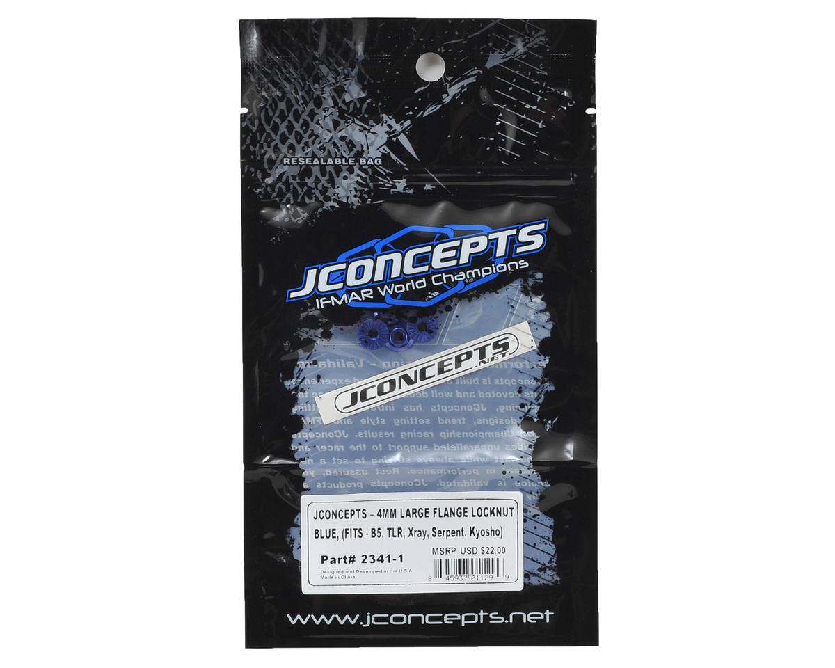 JConcepts 4mm Large Flange Serrated Locking Wheel Nut Set (Blue) (4)