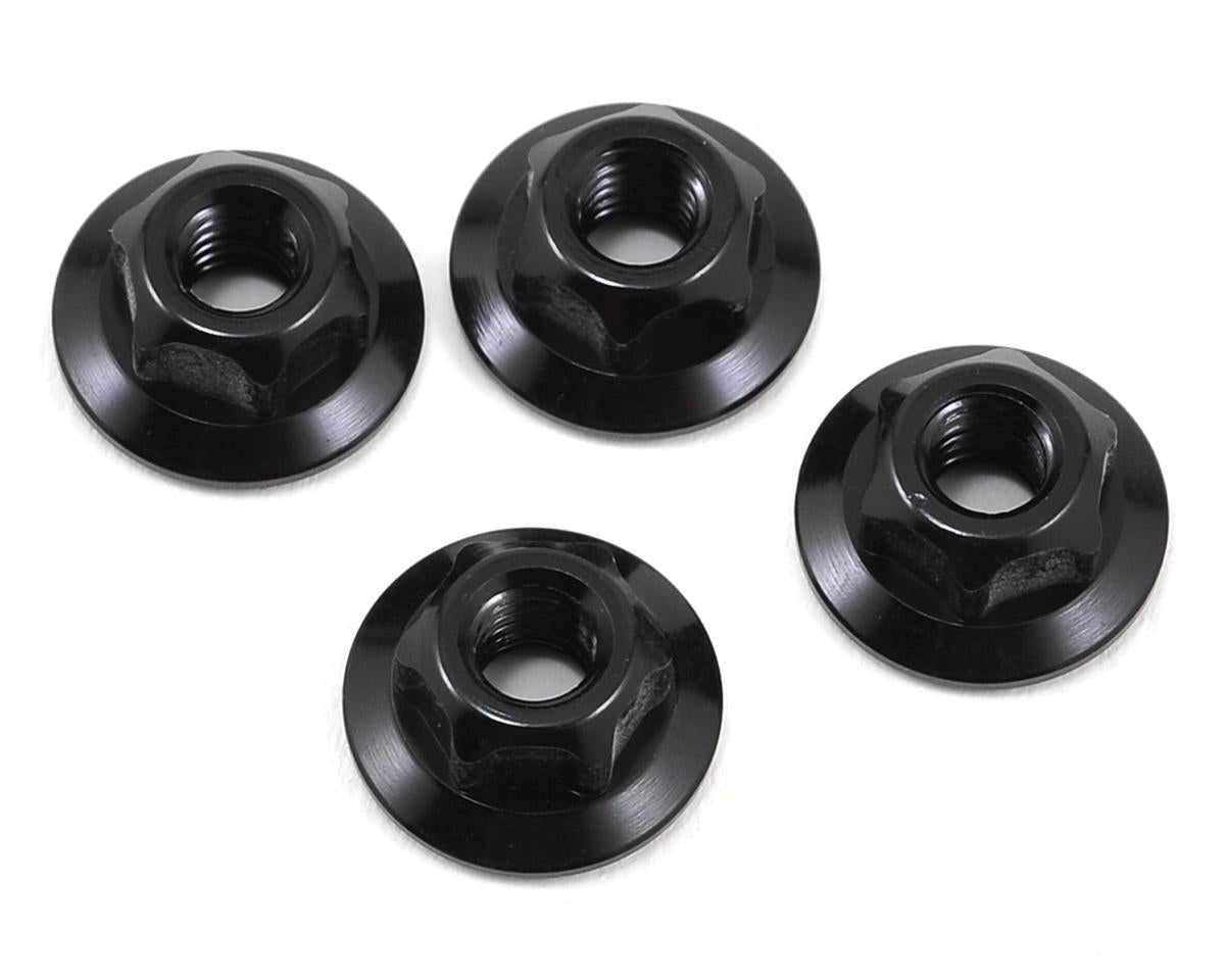 JConcepts 4mm Large Flange Serrated Locking Wheel Nut Set (Black) (4)