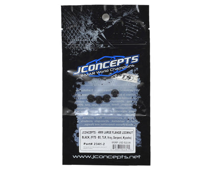 JConcepts 4mm Large Flange Serrated Locking Wheel Nut Set (Black) (4)