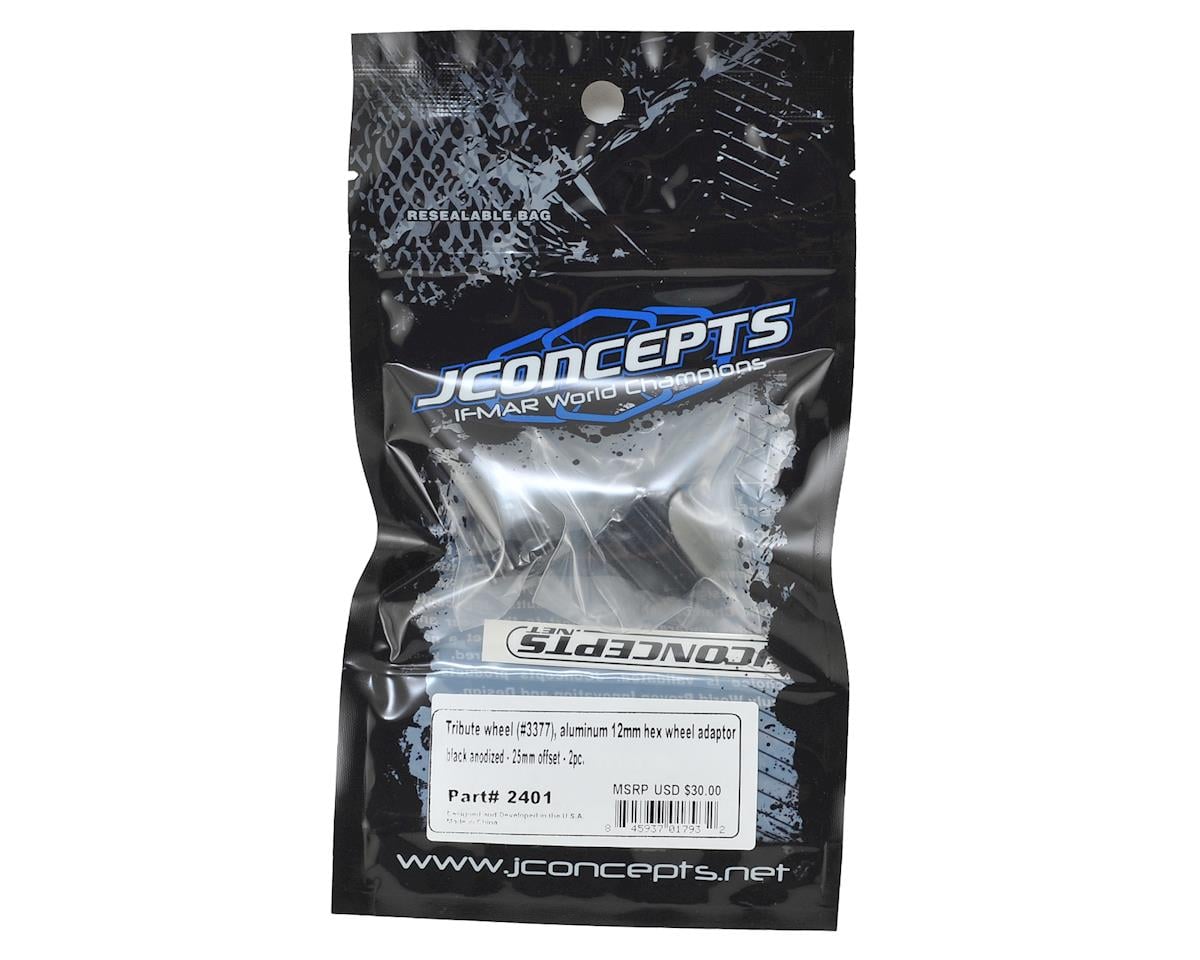 JConcepts Tribute 12mm Aluminum Hex Adaptor (Black) (2) (25mm Offset)