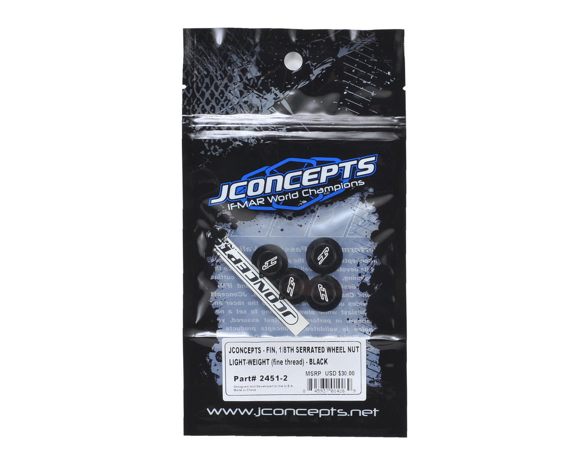 JConcepts Fin 17mm 1/8th Serrated Light Weight Wheel Nut (Black) (4)