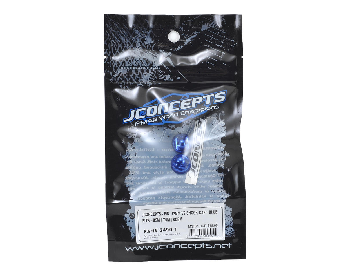 JConcepts Fin Aluminum 12mm V2 Shock Cap (Blue) (2)