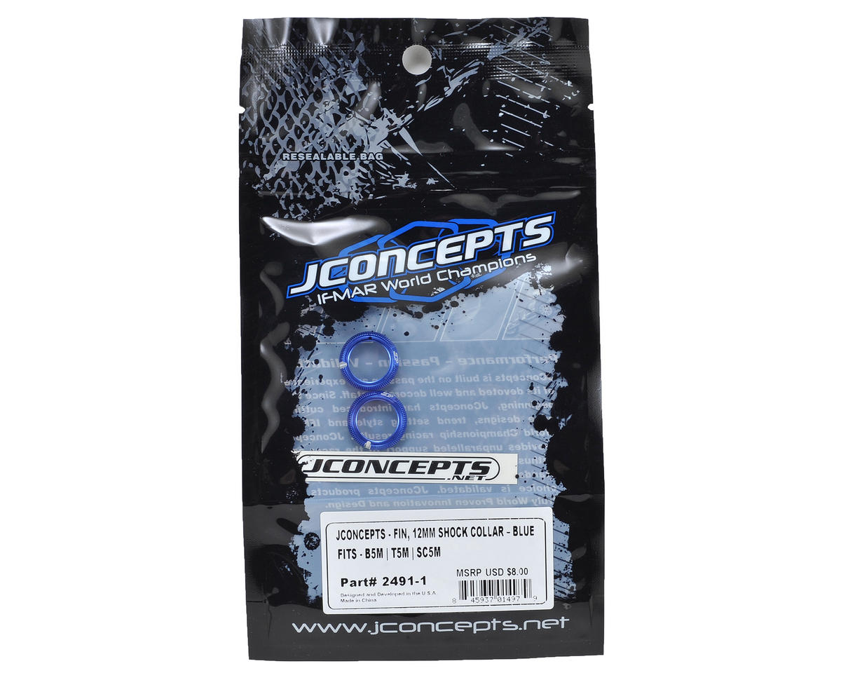 JConcepts Fin Aluminum 12mm Shock Collar (Blue) (2)
