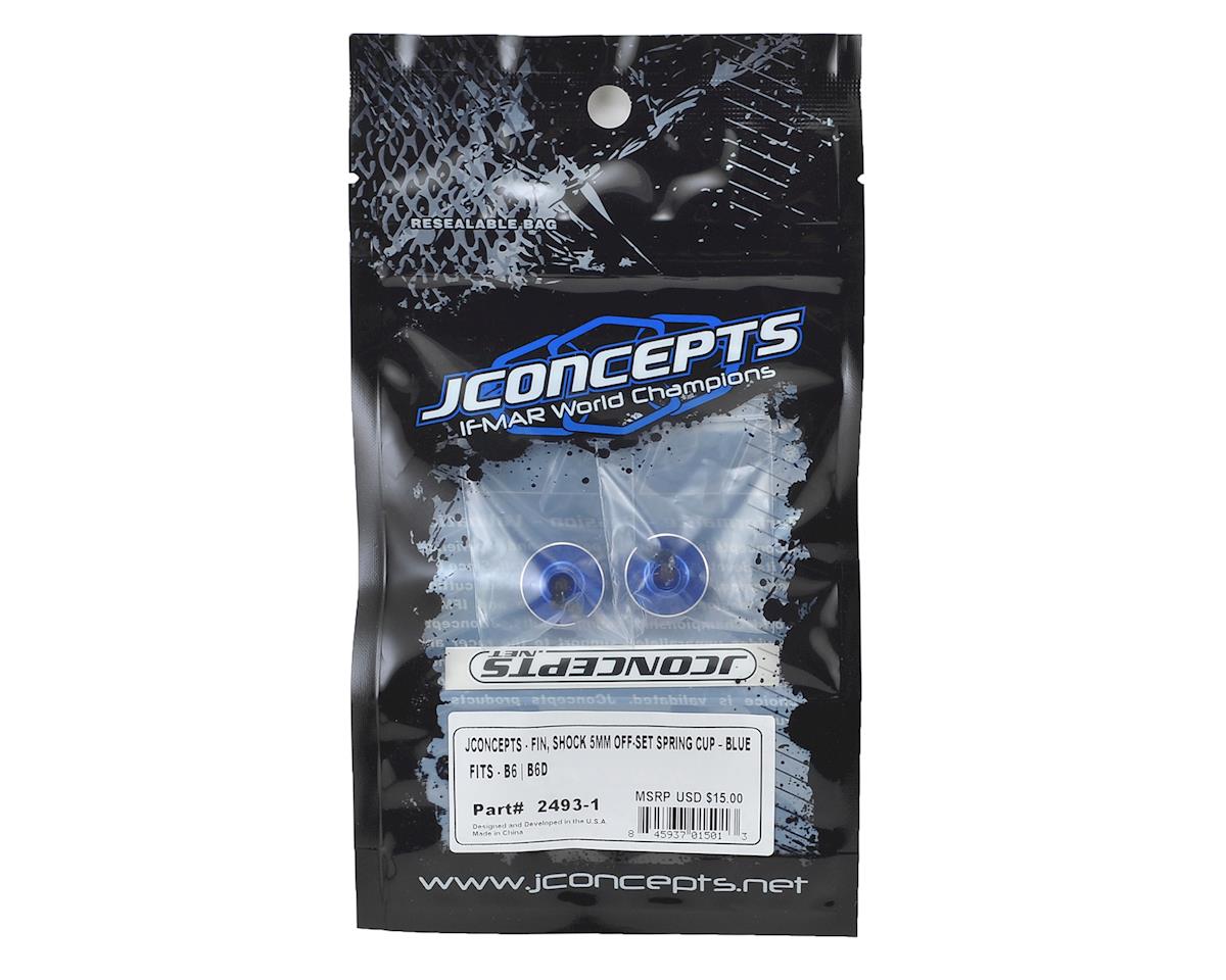 JConcepts +5mm Fin Aluminum Off-Set Shock Spring Cup (Blue) (2)