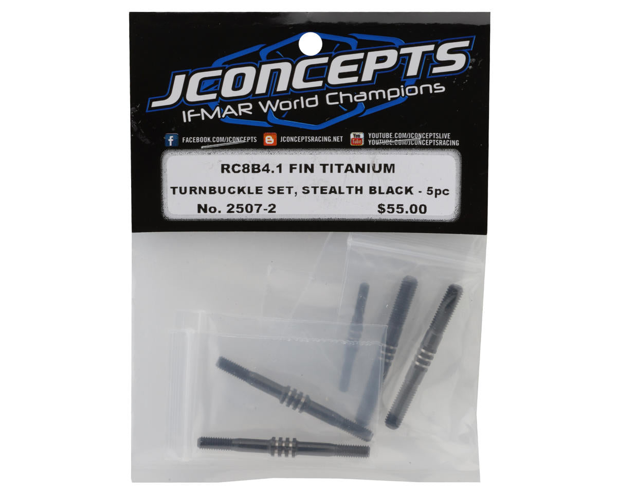 JConcepts RC8B4.1 Fin Titanium Turnbuckles (Black) (5)